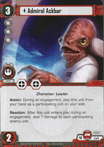 1 x playing card Star Wars Heroes Admiral Ackbar Rebel Alliance 7C 